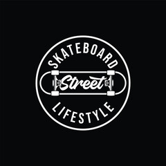 skateboard vector logo design, badge, t shirt, label, sticker. vector vintage illustration