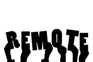 Digital png silhouette image of hands holding remote text on transparent background