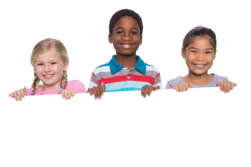 Digital png photo of happy diverse children on transparent background