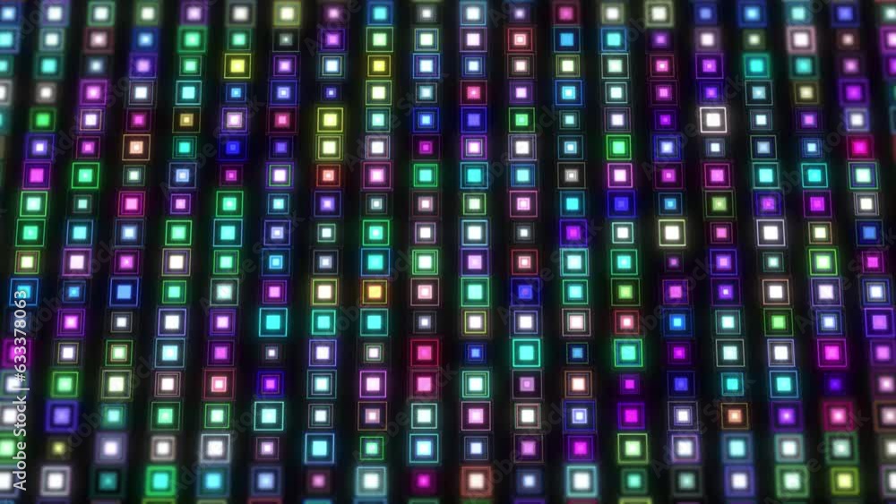 Poster small squares box animation background, neon small squares animation high tech background. small squ