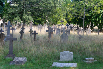 Bournemouth, UK - August 9th 2023: Graves at the Wimborne Road Cemetery which opened in 1878.
