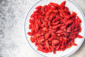 Goji berries food supplement healthy meal food snack on the table copy space food background rustic top view