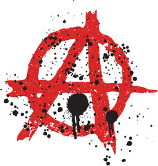 Digital png illustration of symbol of anarchy on transparent background - obrazy, fototapety, plakaty