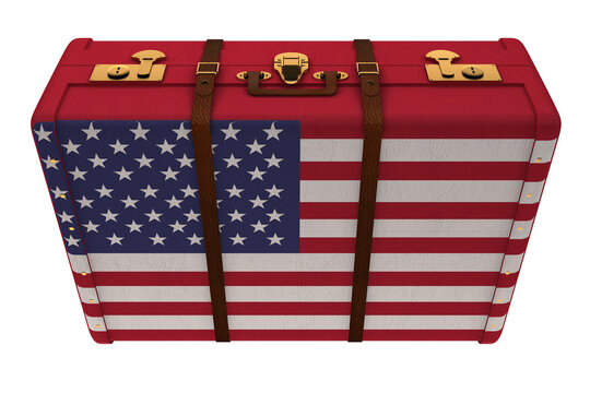 Naklejka Digital png illustration of suitcase with flag of united states on transparent background