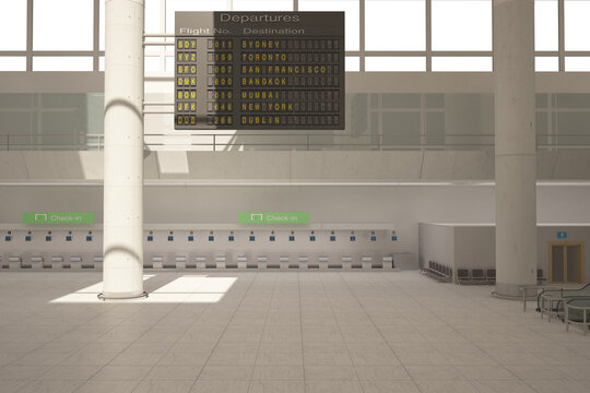 Digital png illustration of interior of airport on transparent background