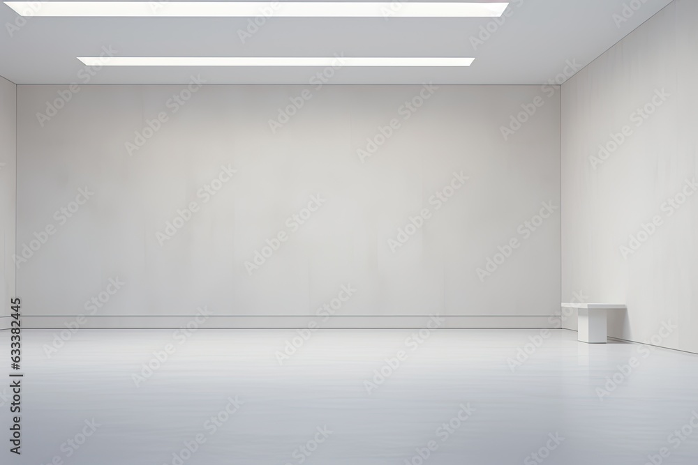 Poster a rendering of a minimalistic architecture interior space, with white, clean, and empty walls that s