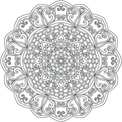 Circular pattern in the form of a mandala. Henna tatoo mandala. Mehndi style. Decorative pattern in oriental style. Coloring book page.