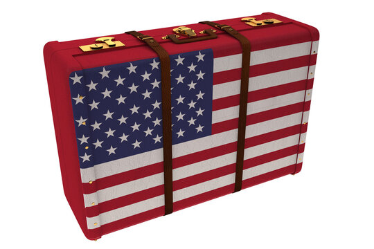 Naklejka Digital png illustration of suitcase with flag of united states on transparent background