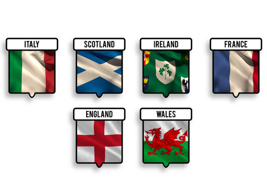 Naklejka Digital png illustration of flags of teams on transparent background