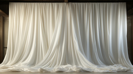 white curtain empty scene in white and spot light entertainment background, presentation wallpaper