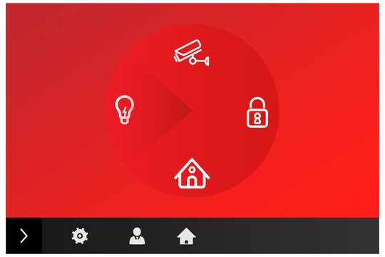 Digital png illustration of red smart home screen on transparent background