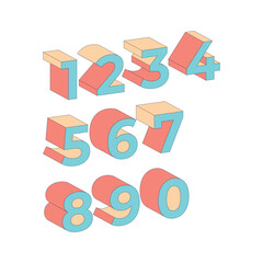 set of 3d colorful numbers, 3d number set, 3d numbers, colorful numbers, colorful number set