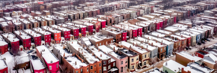 Bird's eye view of New York City in winter season - Generative AI
