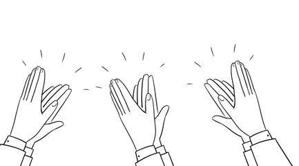 applauding hands line drawing  white background