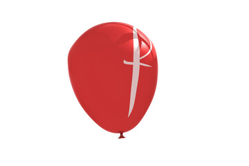 Obraz premium Digital png illustration of red balloon with f letter on transparent background
