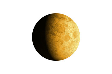 Digital png illustration of golden moon planet with shadow on transparent background