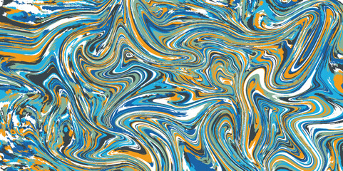 Bright Repeat Fluid Paint Pattern. Pastel Seamless Acrylic Vector Blue Repeat Modern Vector Wave. Repeat Wallpaper.