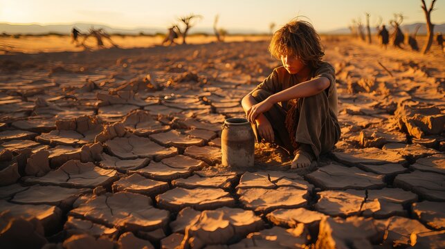 Conveying the impact of water scarcity and drought through poignant stock photos that vividly depict the challenging reality of these conditions.