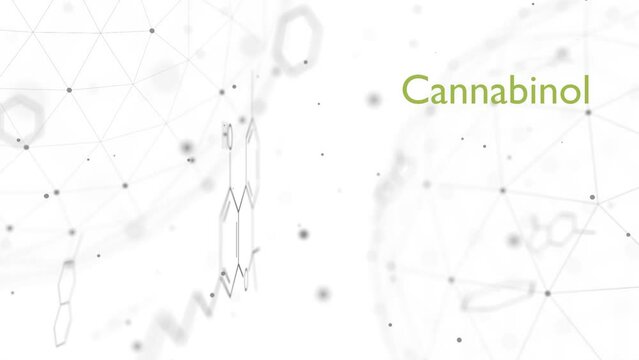 Cannabinol or CBN molecular structural chemical formula. Futuristic science backdrop. Pharmacology concept