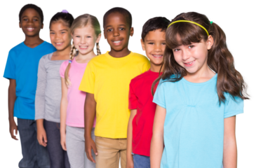 Digital png photo of happy diverse children on transparent background