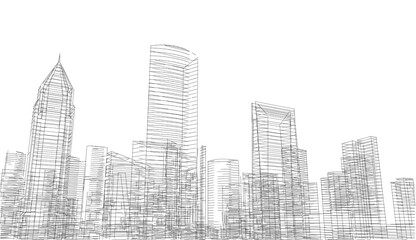 Sketch of a city 3d rendering