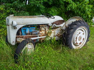 old rusty tractor in the field