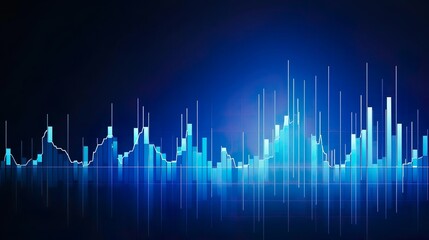 Blue financial chart and business trade investment
