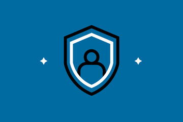 Vector protected account illustration in flat design style,  geometric safe data icon.