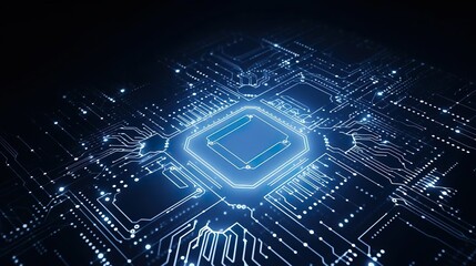 Futuristic chipset processor circuit board digital - obrazy, fototapety, plakaty