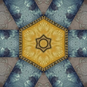 Embroidery and batik design concept. Antique illustration art for website, user interface theme. New trendy wallpaper, cover photo, interior decoration idea. Abstract pattern for the carpet background