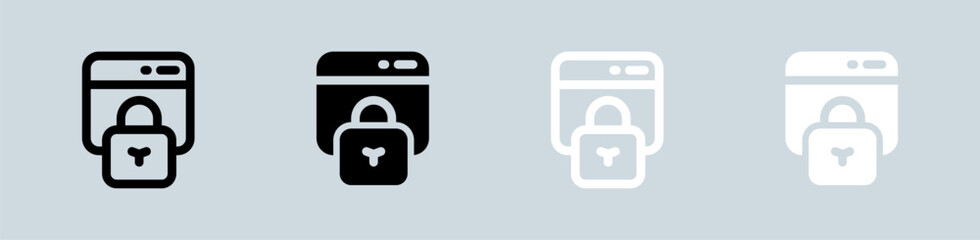 Privacy icon set in black and white. Security signs vector illustration.