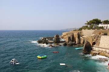 Italy, Salento: Foreshortening of sea in Santa Cesarea Terme near Lecce.