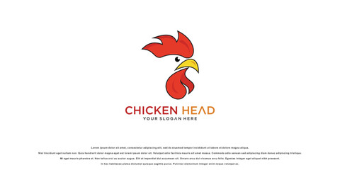 Simple chicken head logo design with modern concept|premium vector