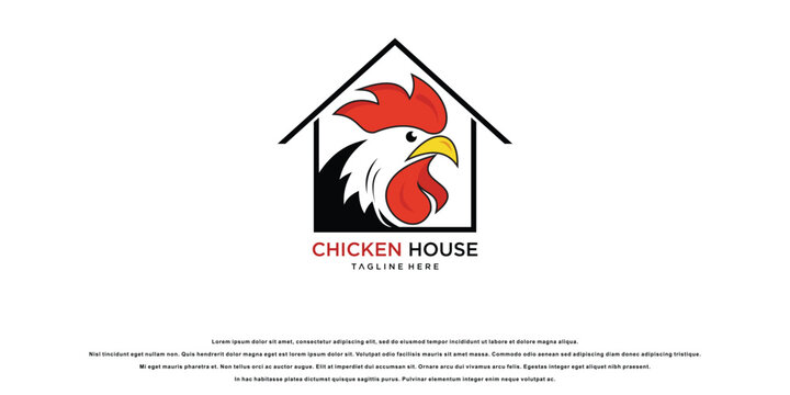 Simple chicken head logo design with modern concept|premium vector