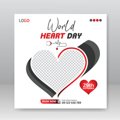 world heart day social media post template
