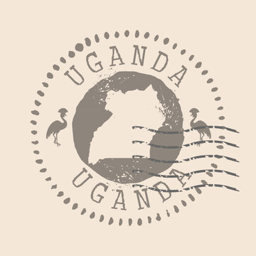 Stamp Postal of Uganda. Map Silhouette rubber Seal.  Design Retro Travel. Seal  Map of Uganda grunge  for your design. Republic of Uganda. EPS10