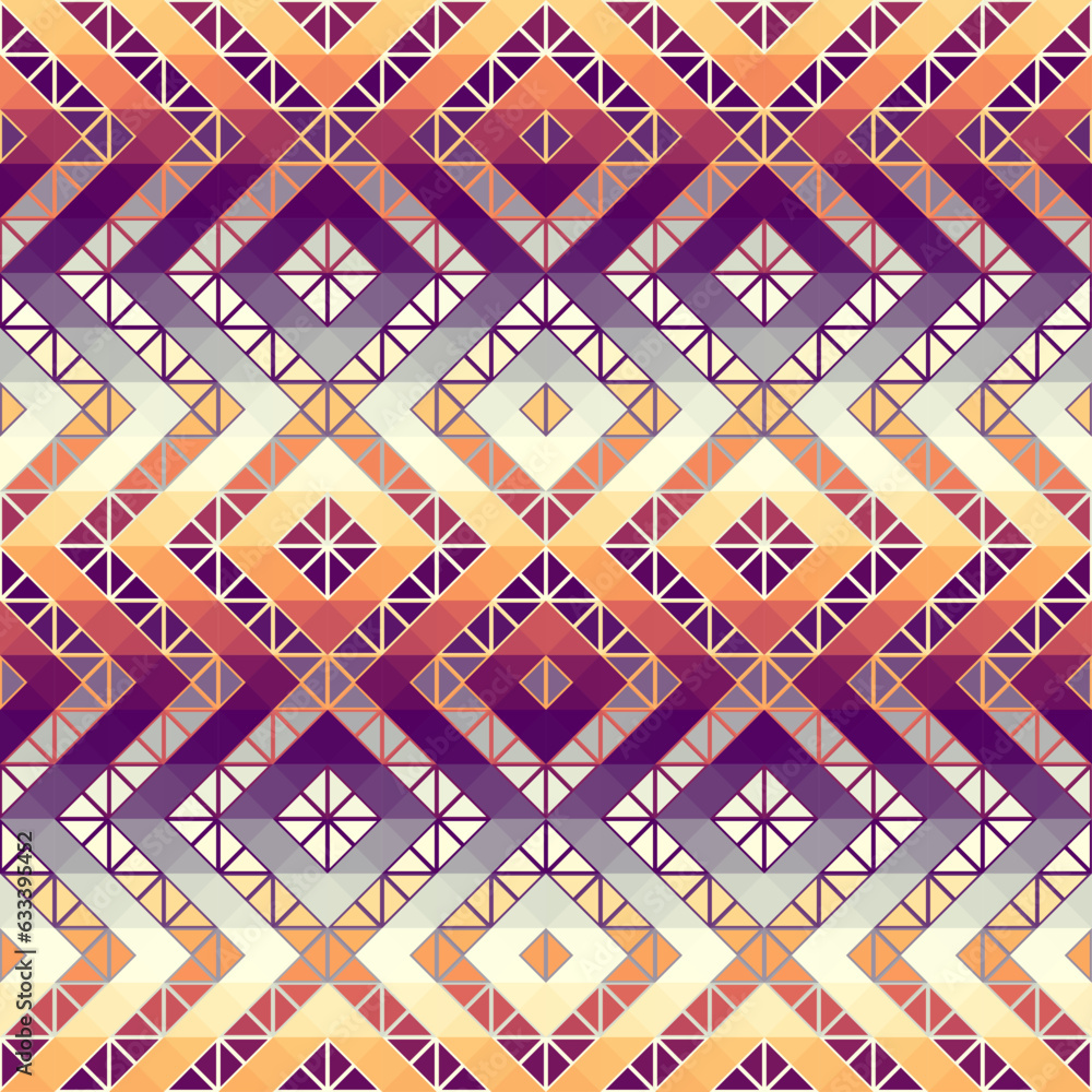Poster Geometric abstract triangles pattern. Seamless vector image.. Aztec style