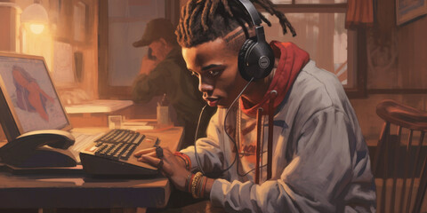 Group of people with smartphones - Generative AI