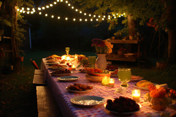 Delicious brunch buffet with healthy, fresh food on table.