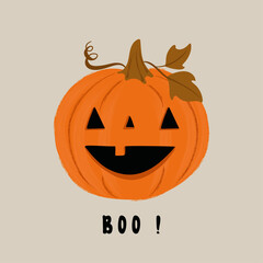 Happy Halloween illustration, vector graphic for greeting cards, postcards, kids print, wallpapers.