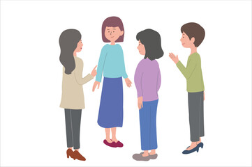 Obraz premium 立ち話をする女性達 イラスト