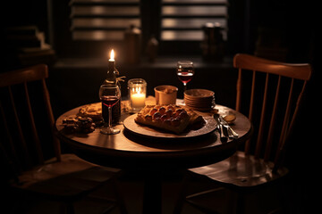 A fresh meal on a candlelit table indoors