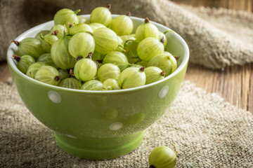 Fresh gooseberry in bowl.