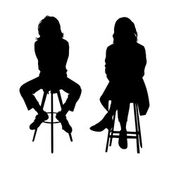 Vector design set silhouette of people sitting on the chair