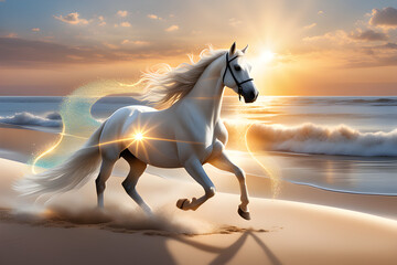 Obraz na płótnie Canvas horse on the beach. Generative AI 