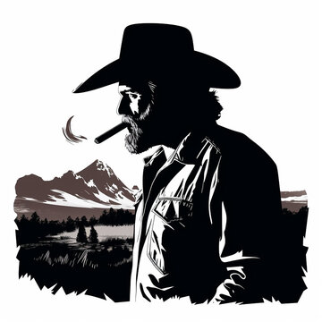 recommend clip art: cowboy wearing hat smoking cigar 