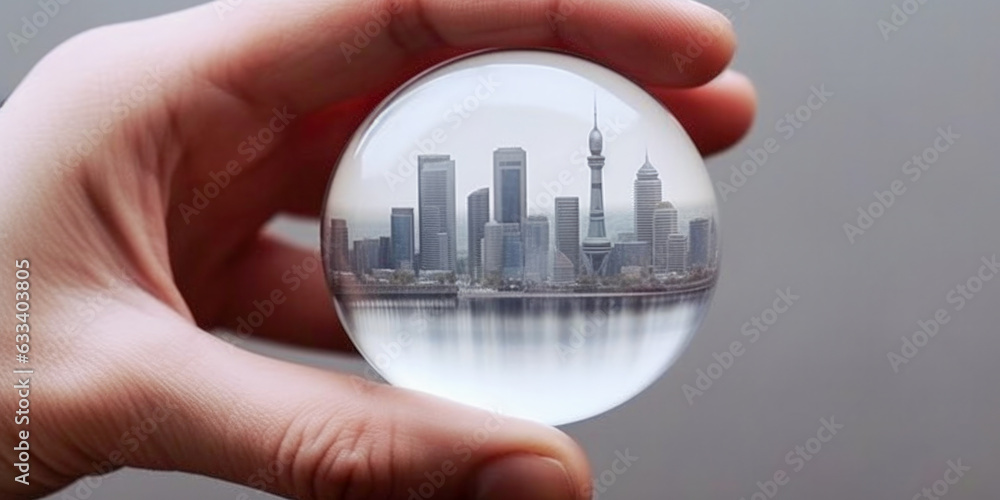 Aufkleber shanghai in a small planet - generative ai