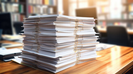 Stack of documents on the office desk.Created with Generative AI technology.