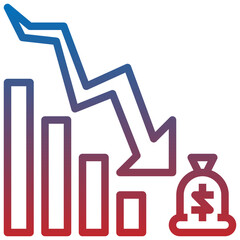 ECONOMIC DOWNTURN line icon,linear,outline,graphic,illustration