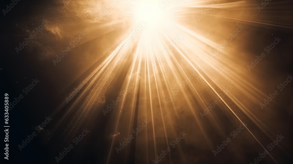 Poster dust rays background. god rays in the textured air.